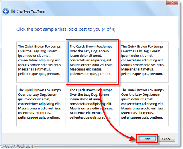 stap 4 van het kalibreren van clearType in Windows 7