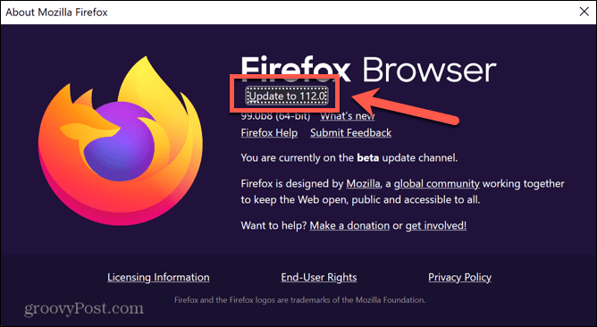 Firefox-update beschikbaar