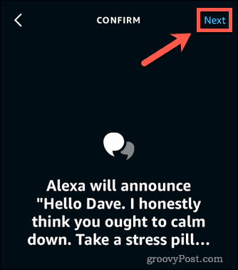 alexa bevestig aankondiging