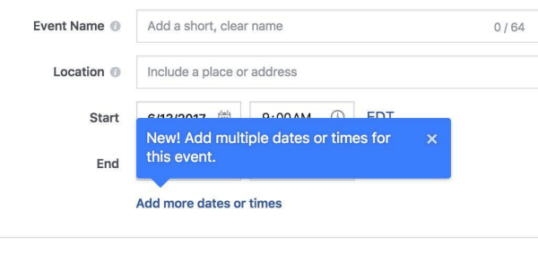 Met Facebook kunnen organisatoren nu meerdere tijden en datums toevoegen aan Facebook-evenementen.