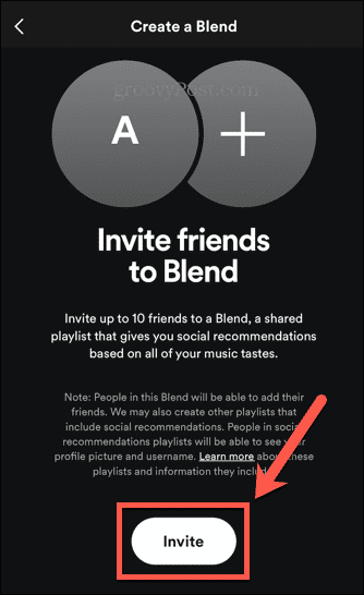 Spotify-uitnodigingsknop