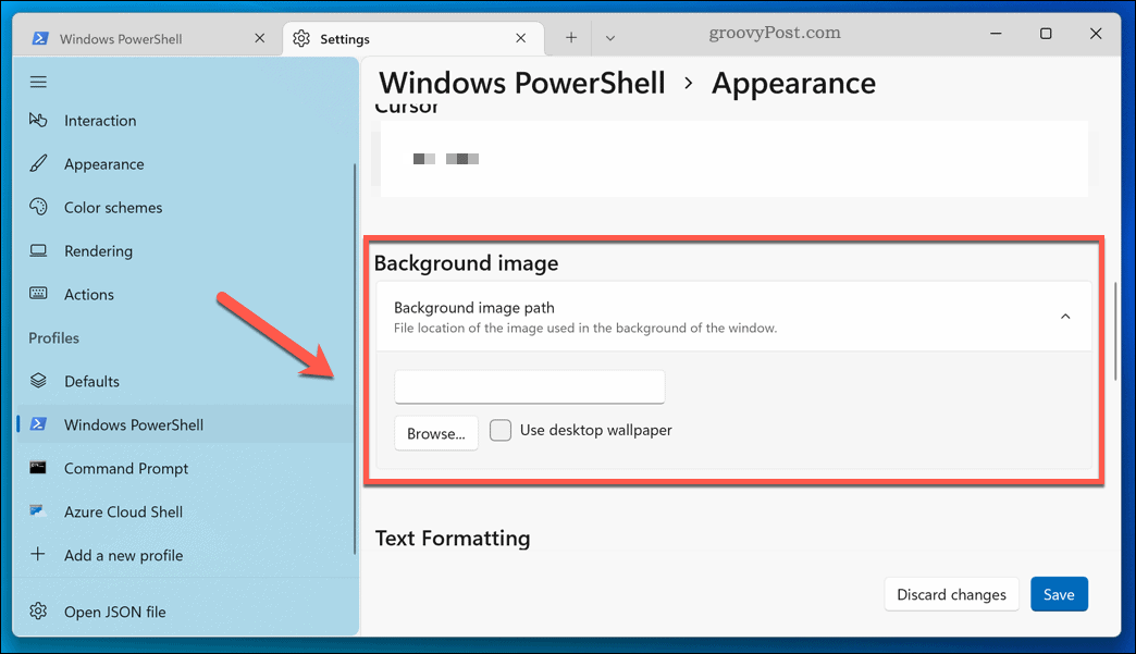Een nieuwe achtergrond toepassen op de Windows 11 terminal-app