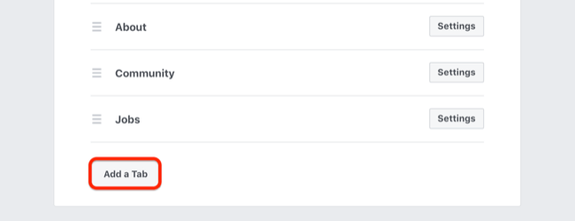 stap 2 van het toevoegen van een tabblad aan de Facebook-pagina