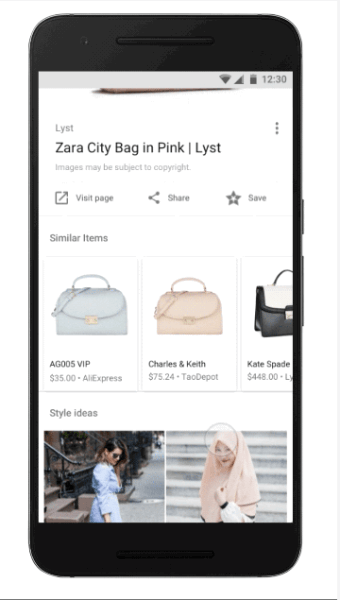 Google heeft twee nieuwe functies, stijlideeën en soortgelijke items, geïntroduceerd in de Google-app voor Android en mobiel internet voor het zoeken naar mode-afbeeldingen.