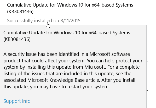 De tweede cumulatieve update van Microsoft voor Windows 10 (KB3081436)