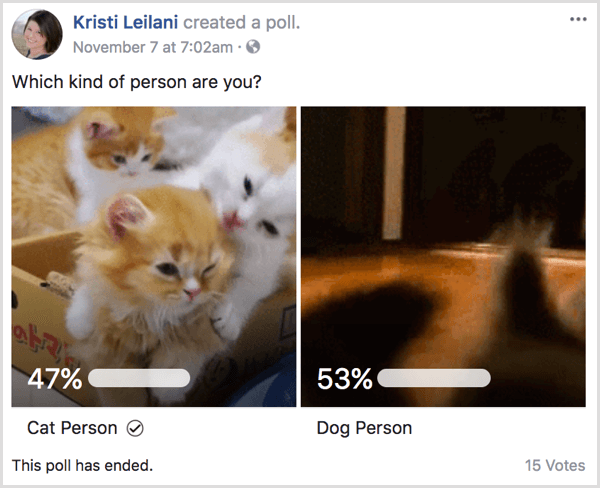 Facebook gif poll resultaten