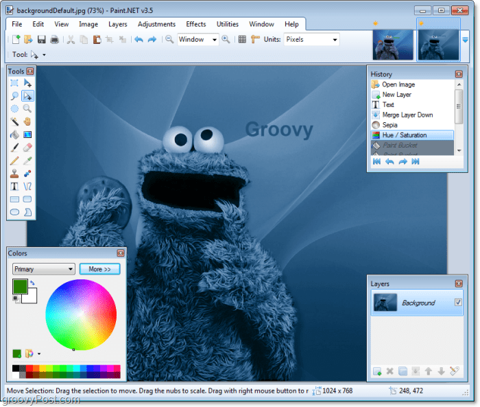 maak het ecookiemonster nog blauwer met wat Paint. NET's nieuwe functies vanaf de 3.5-update