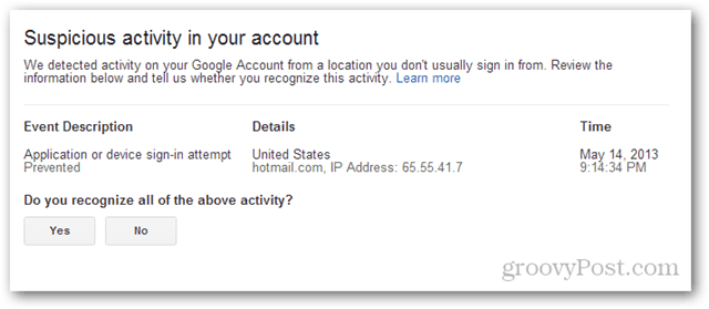 Gmail verdachte activiteit in uw account