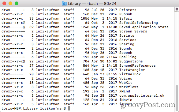 Toegang tot de bibliotheekmap in Terminal op Mac