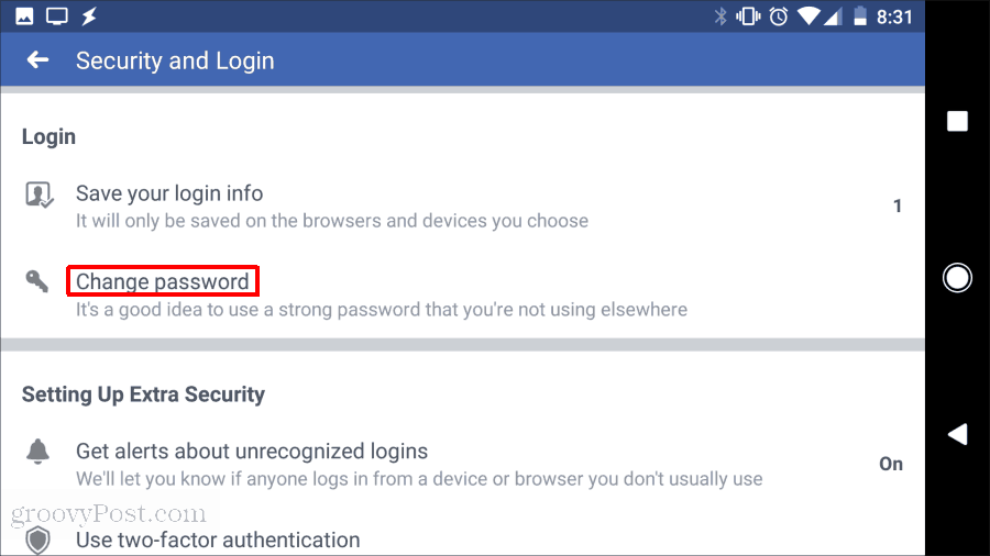 facebook verander wachtwoord