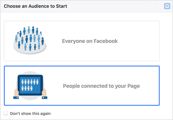 Selecteer Mensen die met uw pagina zijn verbonden in Facebook Audience Insights.