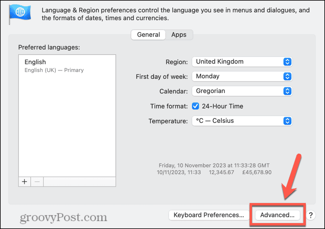 mac geavanceerde taal- en regio-instellingen