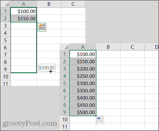 Excel automatisch aanvullen valutapatroon