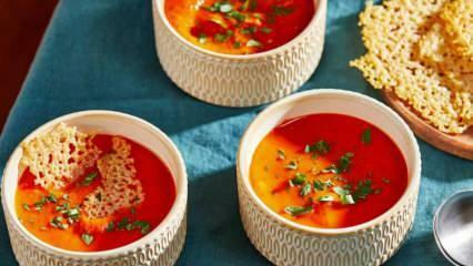 Recept voor heerlijke noedelsoep-tomatensoep! U zult genieten van deze bereiding van tomatennoedelsoep.