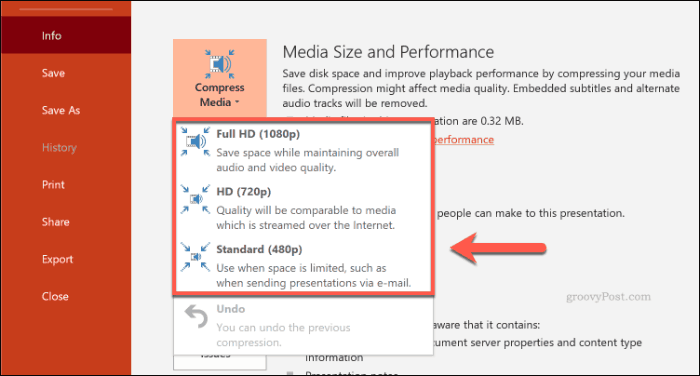 Comprimeer media-opties in PowerPoint