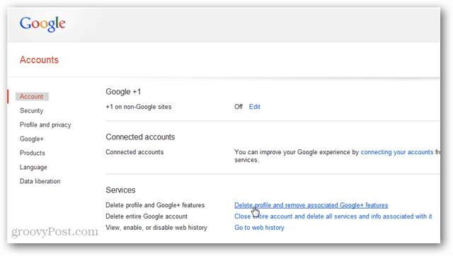 Verwijder uw Google+ profiel en niet uw Google-account