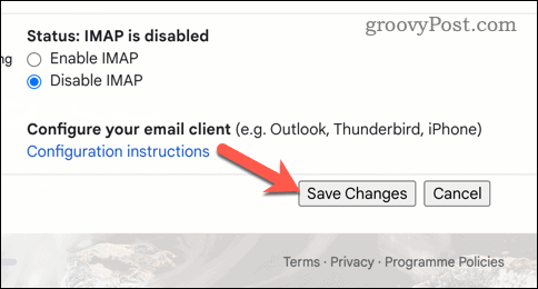 Bewaar Gmail-wijzigingen