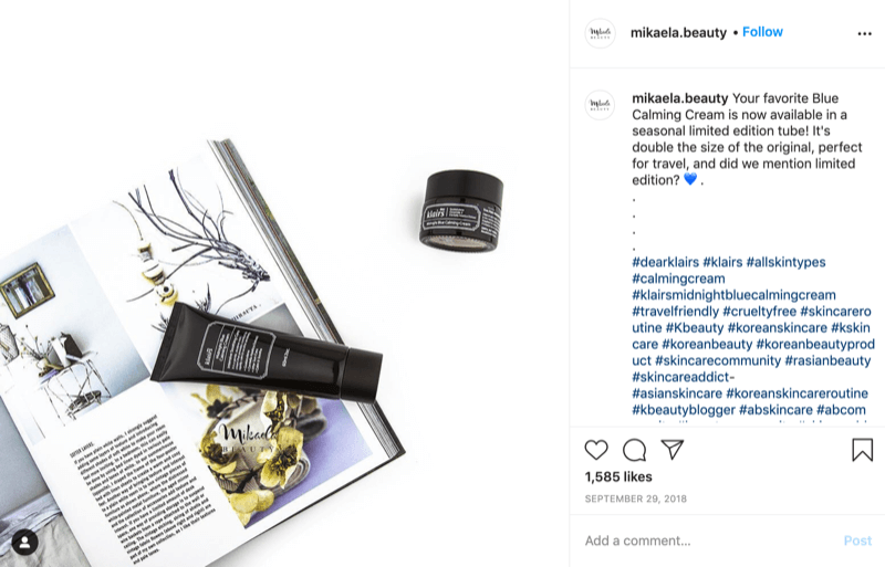 voorbeeld van een seizoensgeschenk @ mikaela.beauty gevonden en gedeeld via Instagram-bericht met vermelding van een beperkt item