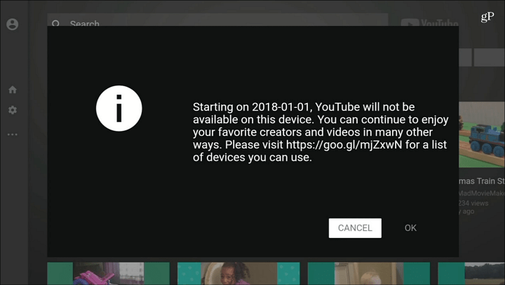 YouTube niet langer beschikbaar Fire TV