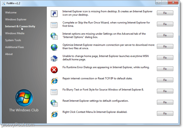 FixWin Internet & Connectivity herstelt screenshot