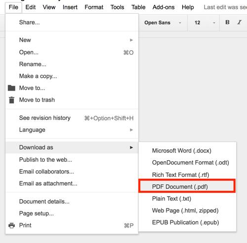 Met Google Drive kunt u elk document als pdf exporteren.