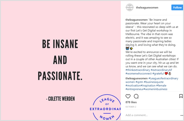 Instagram-bericht citaat voorbeeld