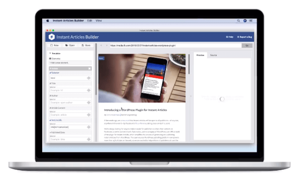 Facebook introduceert Instant Articles Builder Tool.