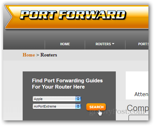het vinden van een routergids op portforward.com