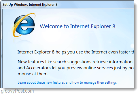 welkom bij internet explorer 8