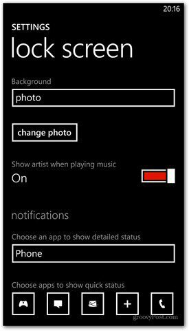 Windows Phone 8 past vergrendelschermopties aan