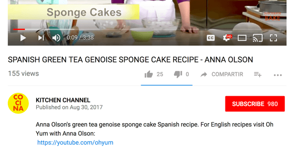 Cocina leidt Engelssprekende kijkers naar een ander kookkanaal op YouTube.