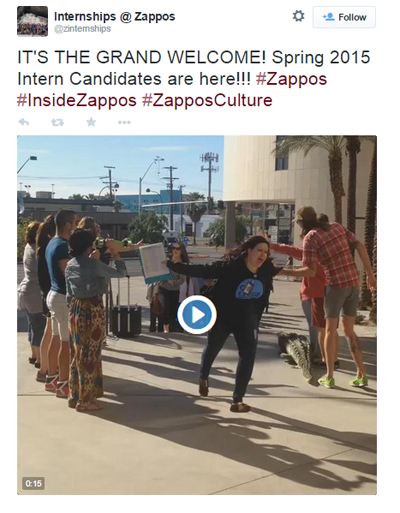zappos stage welkom video tweet