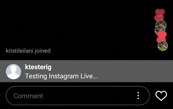 Kijkers kunnen je live-uitzending op Instagram leuk vinden door op het hart te tikken.