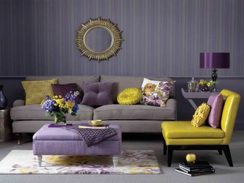 Moderne woondecoratie suggesties met paarse kleur
