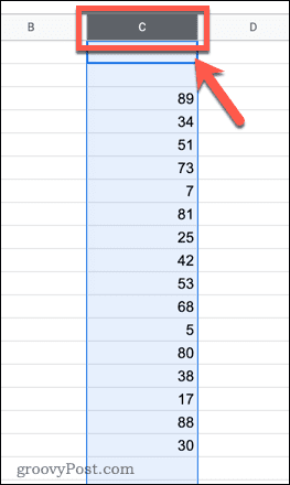 Een Google Spreadsheets-kolom selecteren