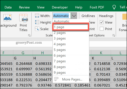 Pagina-afdrukschaalopties in Excel