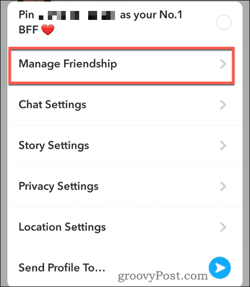 Beheer vriendschap op Snapchat