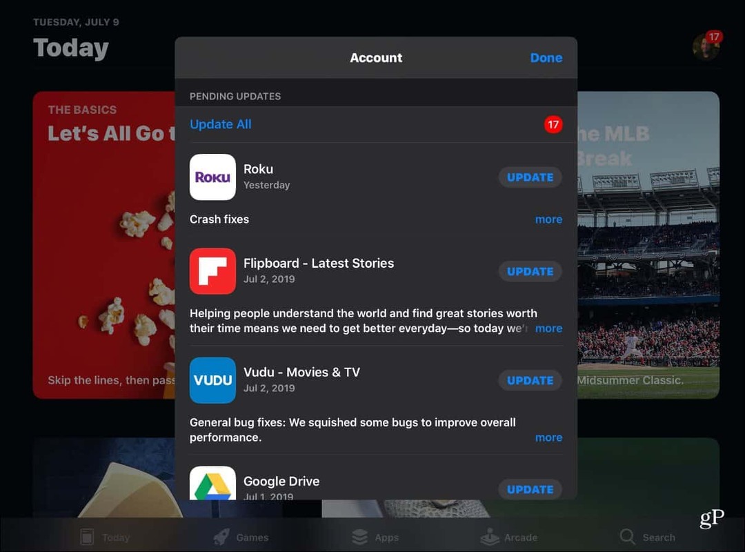 Apps zoeken en handmatig bijwerken op iOS 13 in de App Store