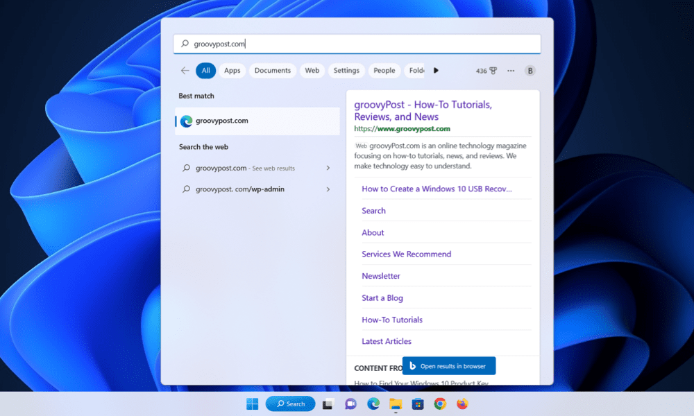 Zoeken in Windows 11 aanbevolen