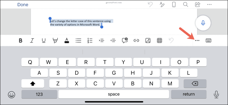 Lettertype-opties in Word op iPhone