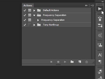 actiescherm Photoshop batch-toegangsvenster menu