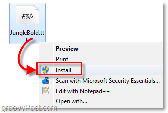 installeren om een ​​lettertype toe te voegen aan Windows 7 