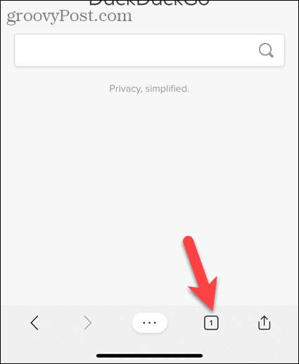 Tik op het tabbladpictogram in Edge voor iOS