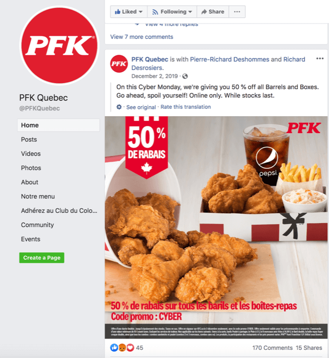 PFK Facebook-pagina