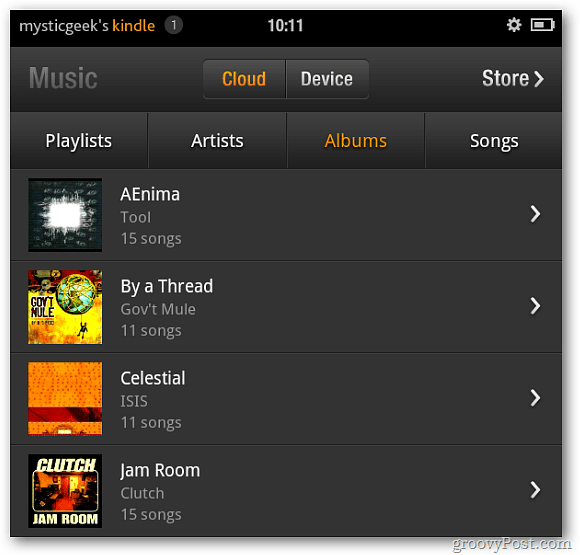 Kindle Fire Music van Cloud Player