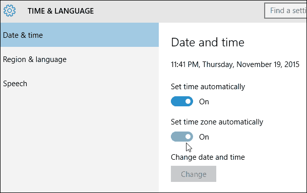 Tijdzone automatisch instellen Windows 10