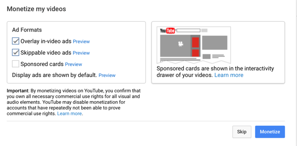 kies YouTube-advertentietypen