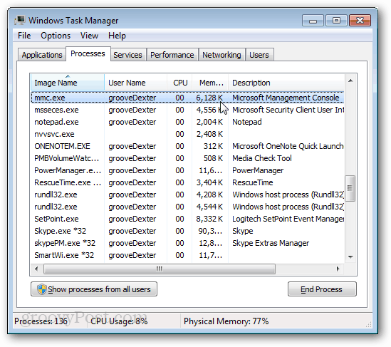 Windows Taakbeheer mmc.exe