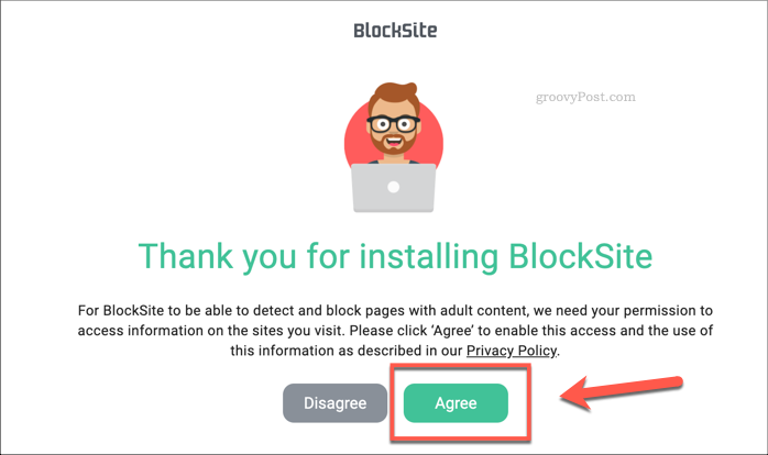 Toestemmingen goedkeuren voor de Block Site-extensie