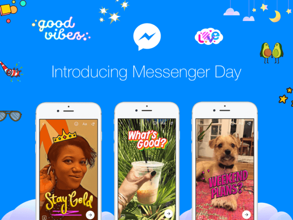 Facebook lanceerde Messenger Day, een nieuwe manier voor gebruikers om foto's en video's te delen terwijl ze plaatsvinden in de zelfstandige Messenger-app.